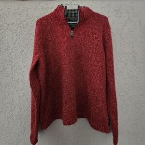 Woolrich Sweater Womens Large Red 1/4 Zip Knit Pullover